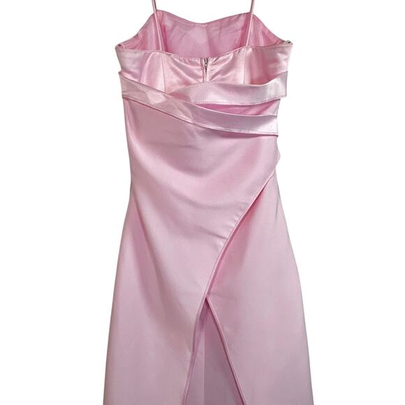 Vintage 90s Y2K Romantic Pink Maxi Formal Dress Beaded Layered Satin Gown SMALL - Picture 8 of 14